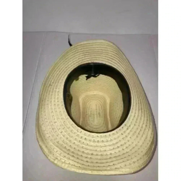 The Round Up Curl Brim Cowboy Rodeo Western Hat Feathers Size 6 3/4 - Picture 7 of 11